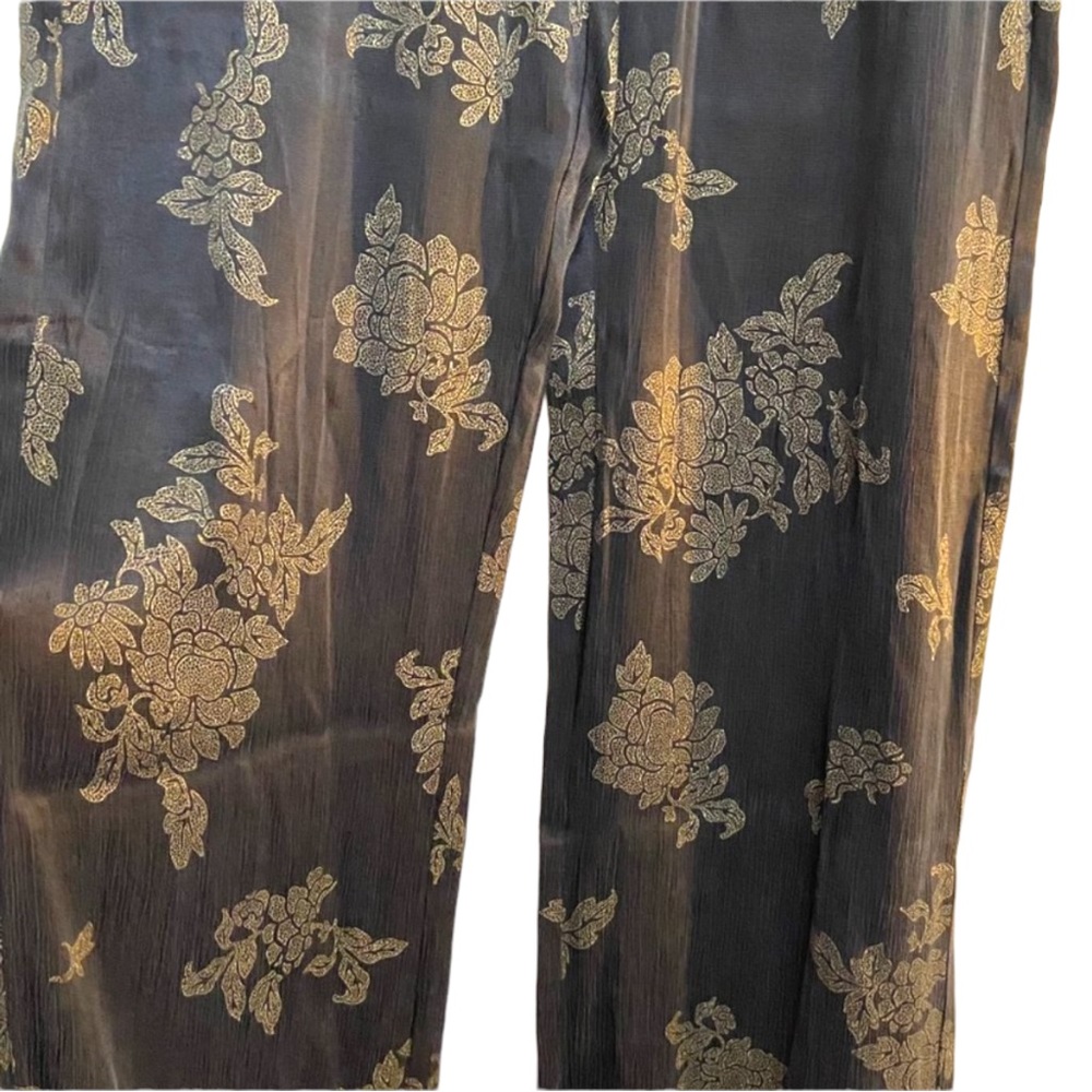 ZARA Black and Gold Flowy Pants - Picture 4 of 12
